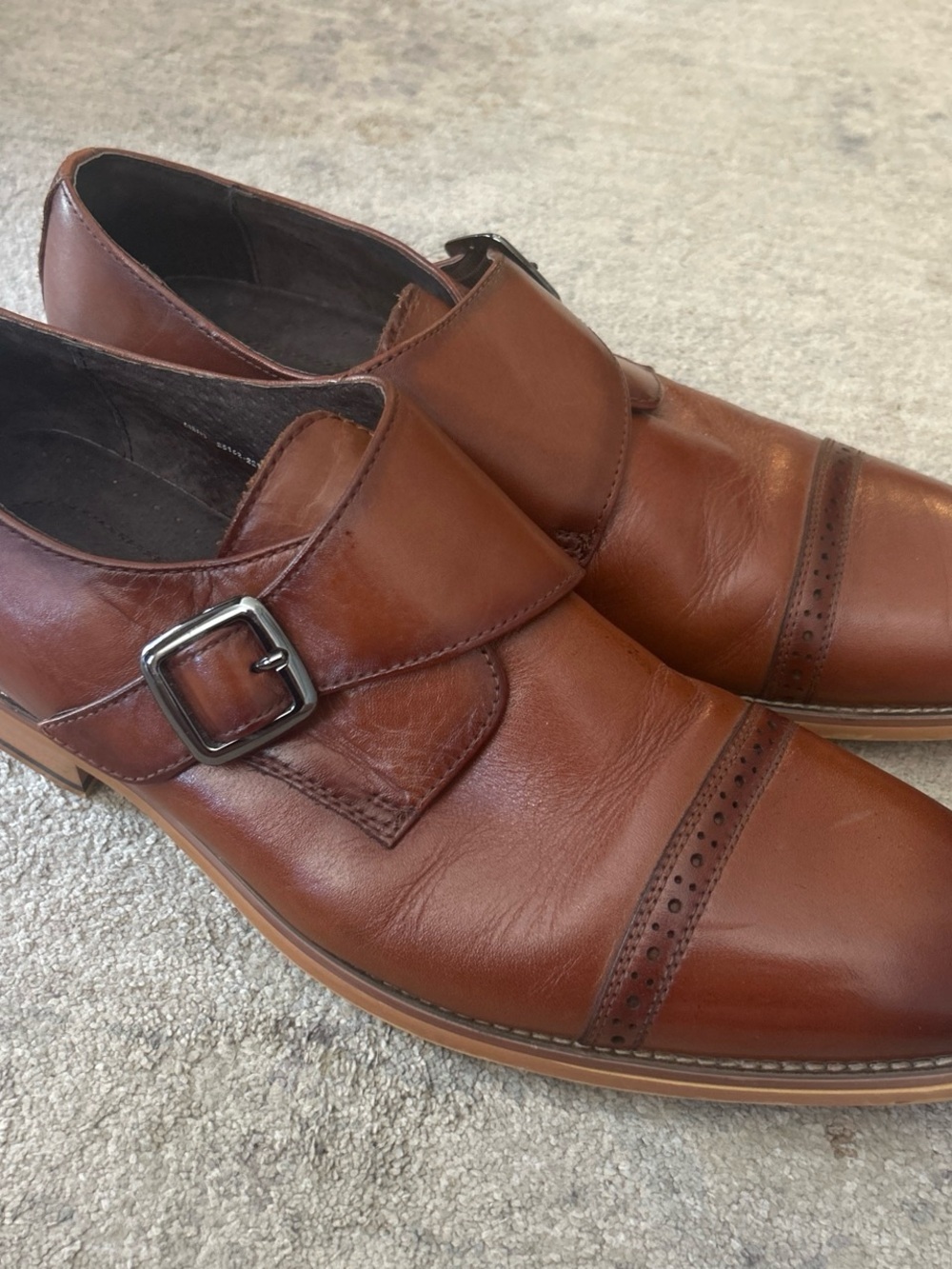 Stacy Adams Brown Leather Monk Strap Oxfords